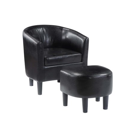 CONVENIENCE CONCEPTS Take a Seat Churchill Accent Chair with Ottoman, Black 310141BL